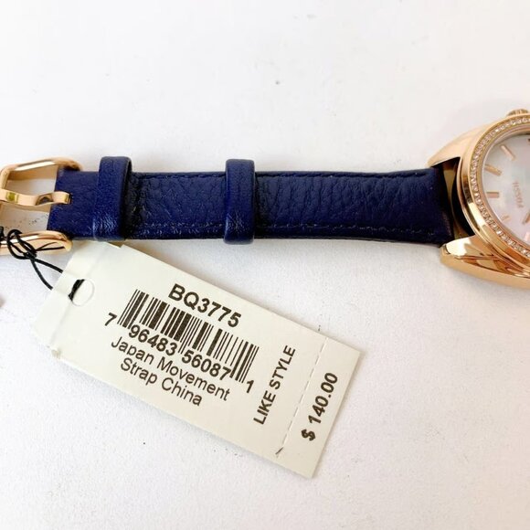 Fossil BQ3775 Vale Solar-Powered Blue Leather Watch